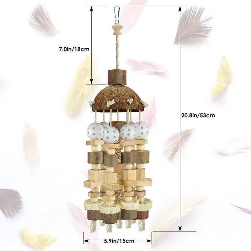 Parrot Toys Nibbling Bird Supplies Wooden Coconut Shell Charcoal Log 5d3a9b9d bb15 4d61 8a77 04b06235e6b2