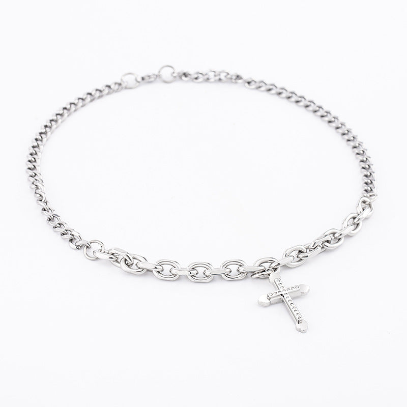 European And American Hip-hop Trend Titanium Steel Stitching Chain Diamond Cross Pendant 5d3d76b3 548a 4ecd 81e3 c64327f02d4b