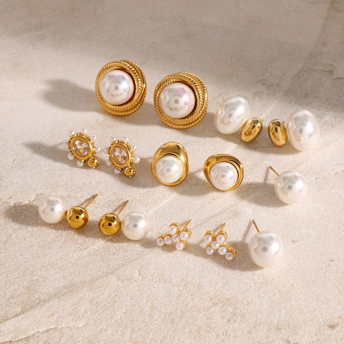 Stainless Steel Pearl Stud Earrings Titanium Steel 5d6d7a6d 6768 4ead bd5b c9723a65e533