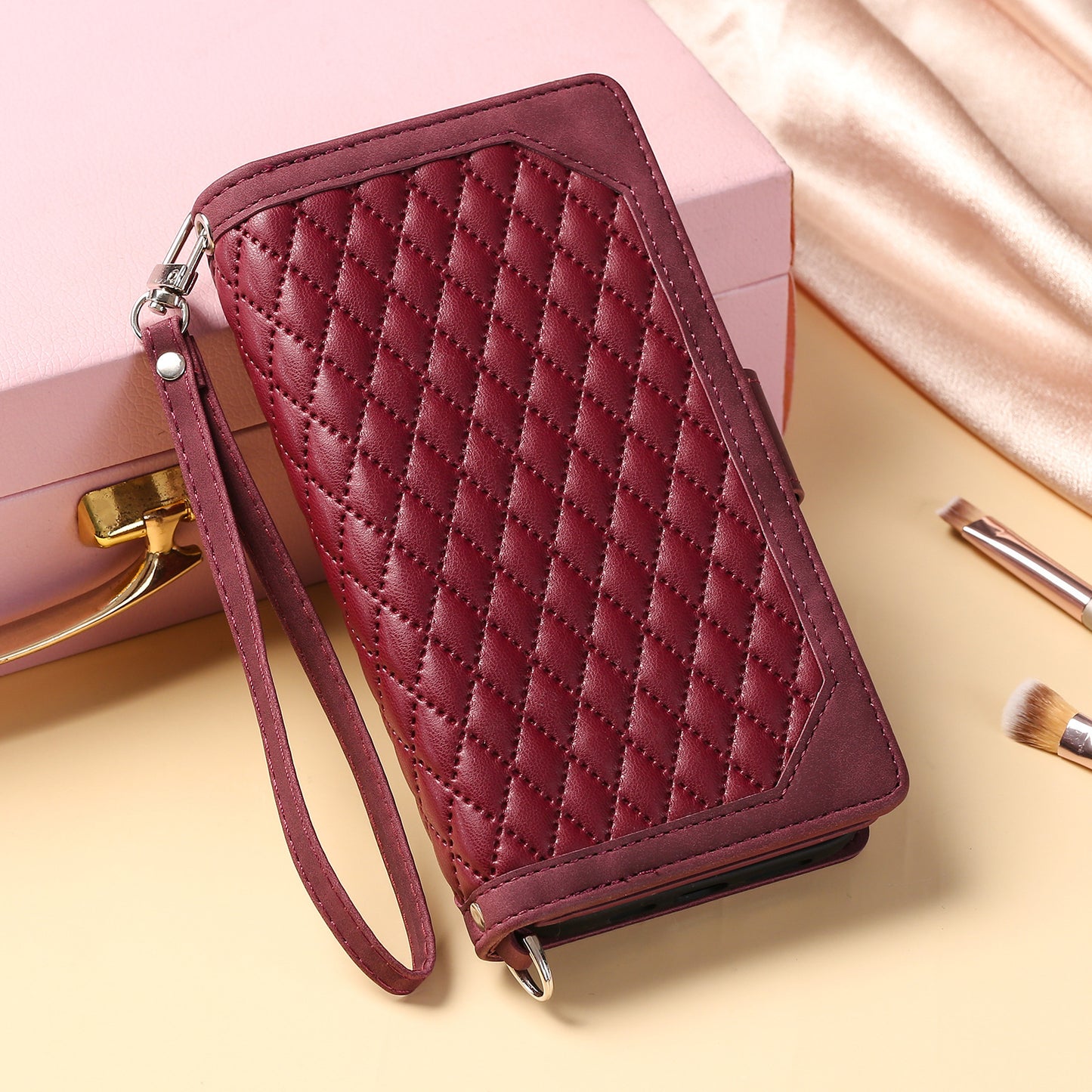 Crossbody Plaid Multi-functional Zipper Bag Mobile Phone Case 5d865bd2 89e5 4272 9e56 313f373d2929