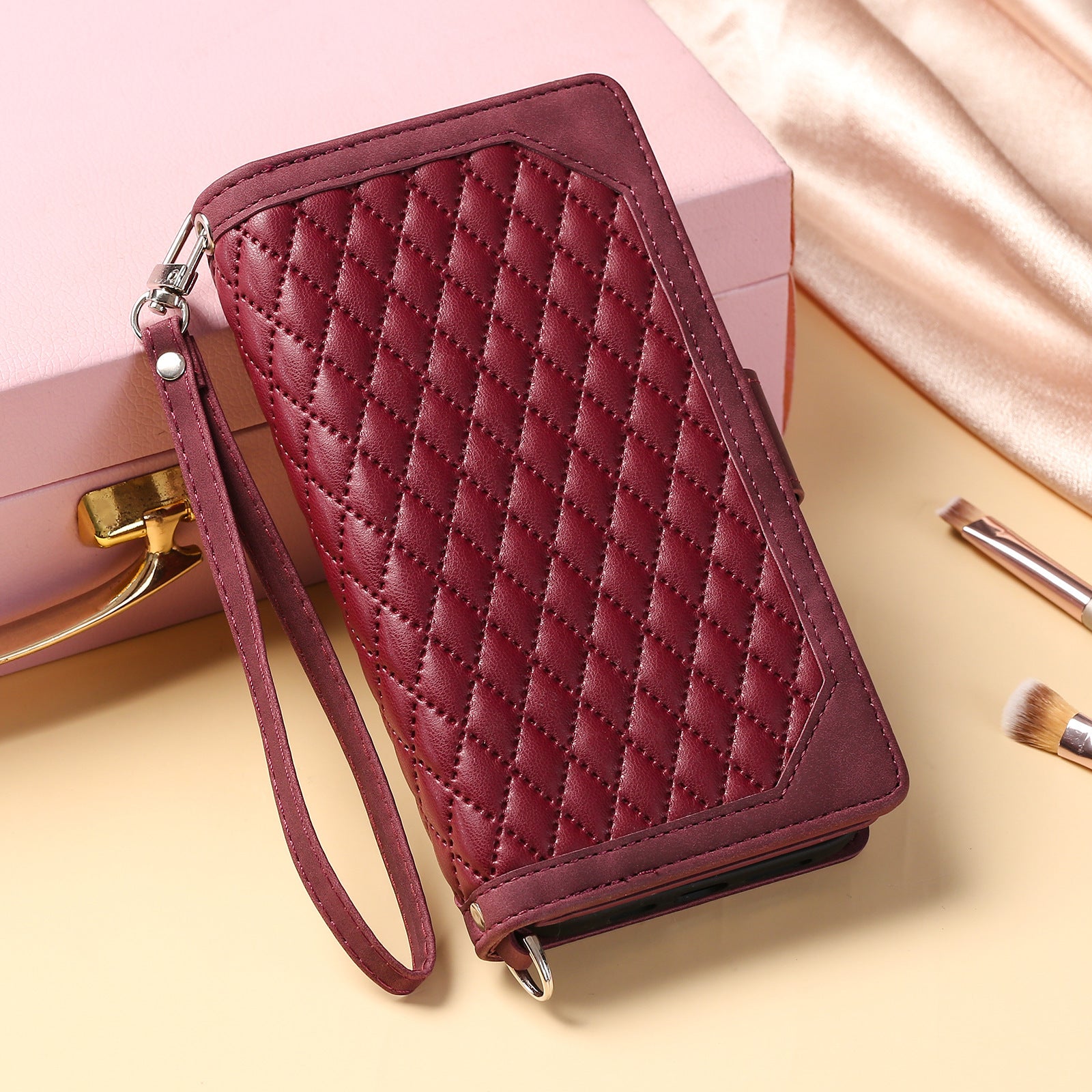 Crossbody Plaid Multi-functional Zipper Bag Mobile Phone Case 5d865bd2 89e5 4272 9e56 313f373d2929