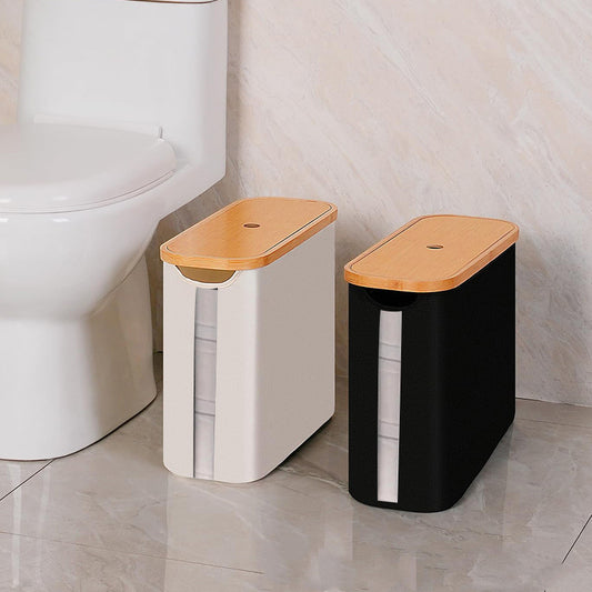 Bamboo Cover With Transparent Roll Paper Storage Basket 5d88aa59 aa6c 4736 97a8 e1ade27b7073