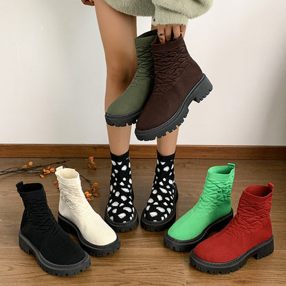 Women's Thick Heel Solid Color Casual And Comfortable Martin Boots 5d96a4f7 1c72 4f0a bae3 fcd3000ebed6