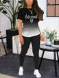 Women's Alphabet Printed Round Neck T-Shirt And Leggings Set 5da0bcac 7542 4e3a b90d 1867ac81b8a7 66533789 253a 46e1 9fcc 63a