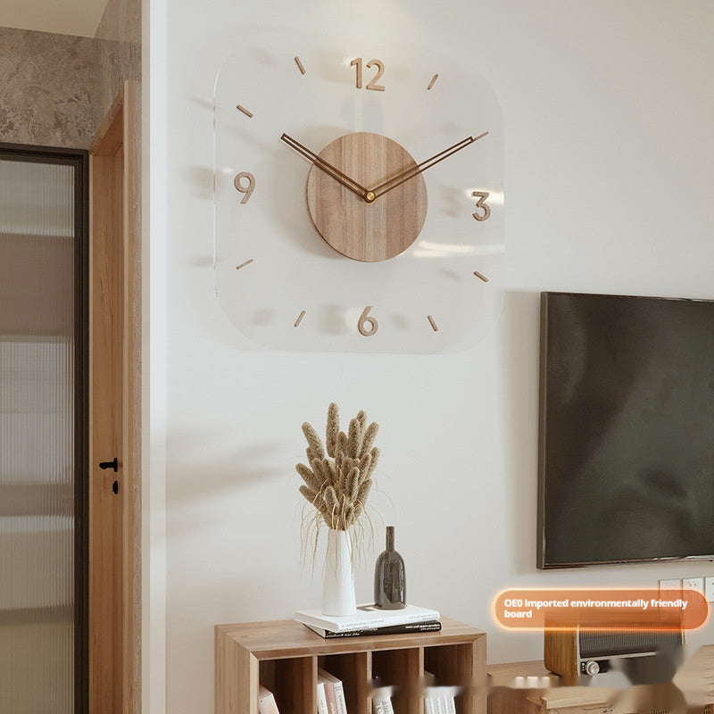 Creative Transparent Wooden Frame Wall Clock - 图片 10