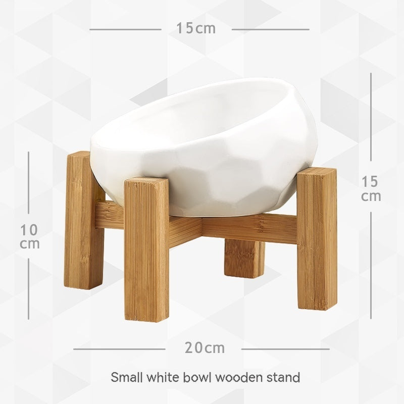Yuanmiao Cat Bowl Ceramic Cat Food Bowl Protect Cervical Spine Cat Double Bowl Dog Water Bowl Food Bowl Dog Bowl Pet Bowl 5df