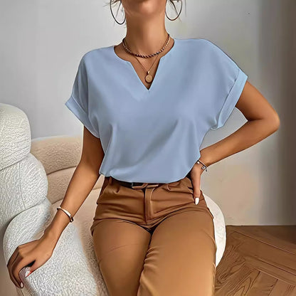 Women's Simple Roll Short-sleeved Casual T-shirt 5dfb67eb 958a 4765 9945 494ddb41ae76
