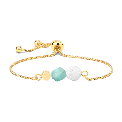 14K Gold Plated Color Preserving Box Chain Tiger Eye Volcanic Stone Yoga Bracelet - HD Wireless Product #11