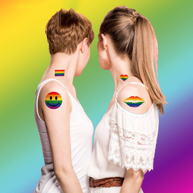 Face Stick Rainbow Geometric Flower Arm Tattoo Sticker 5e1d8cea 1da4 4253 974b 1a2b12c74636