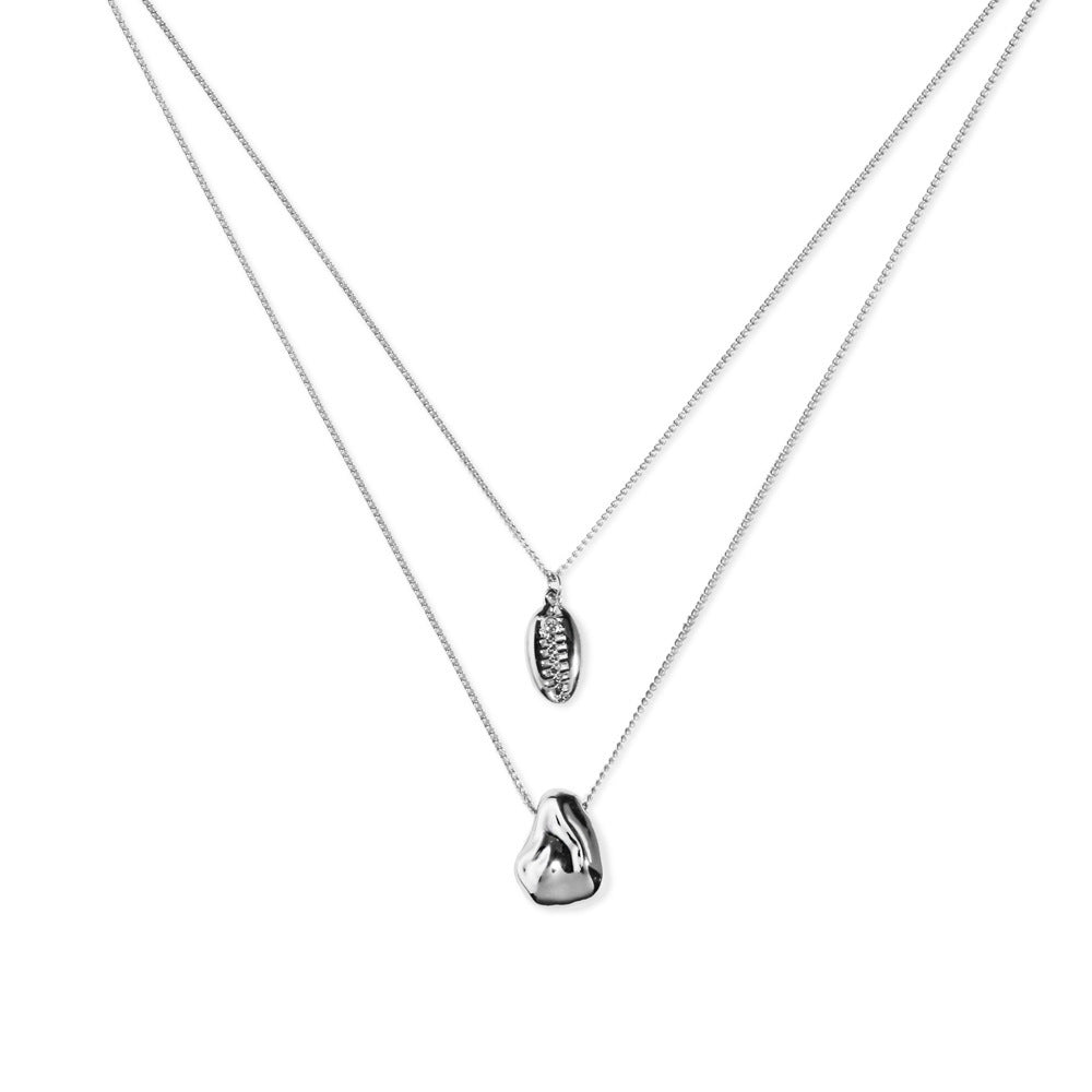 Temperament Fashion Double Layered Pearl Shell Pendant Clavicle Chain Female 5e1e2e46 c63c 4c49 90ef 44c8381fce95