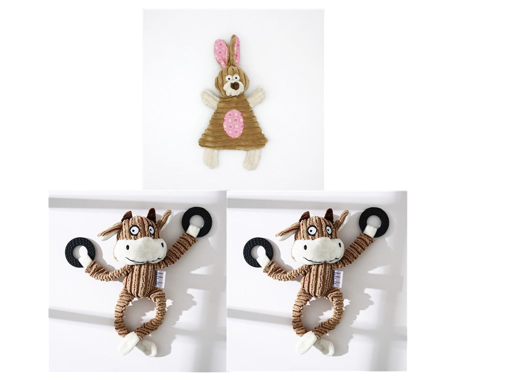 Pet Toy Donkey Shape Corduroy Chew Toy For Dogs Puppy Squeaker Squeaky Plush Bone Molar Dog Toy Pet Training Dog 5e1ef122 968