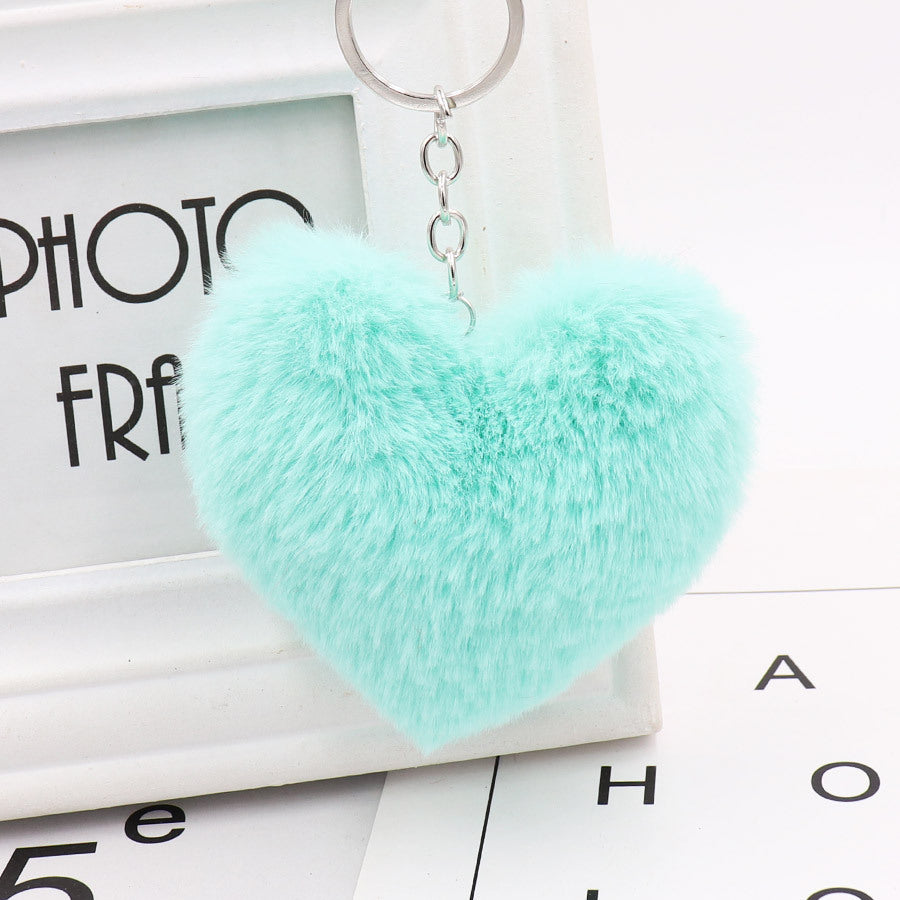 Heart-shaped Fur Ball Keychain Rex Rabbit Plush Car Pendant 5e24f6c0 479c 4d01 8308 3673a4abfca6
