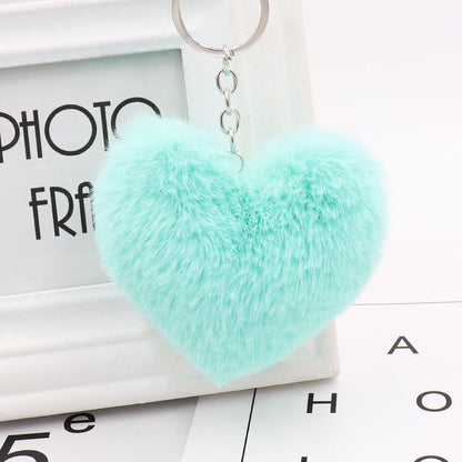 Heart-shaped Fur Ball Keychain Rex Rabbit Plush Car Pendant 5e24f6c0 479c 4d01 8308 3673a4abfca6