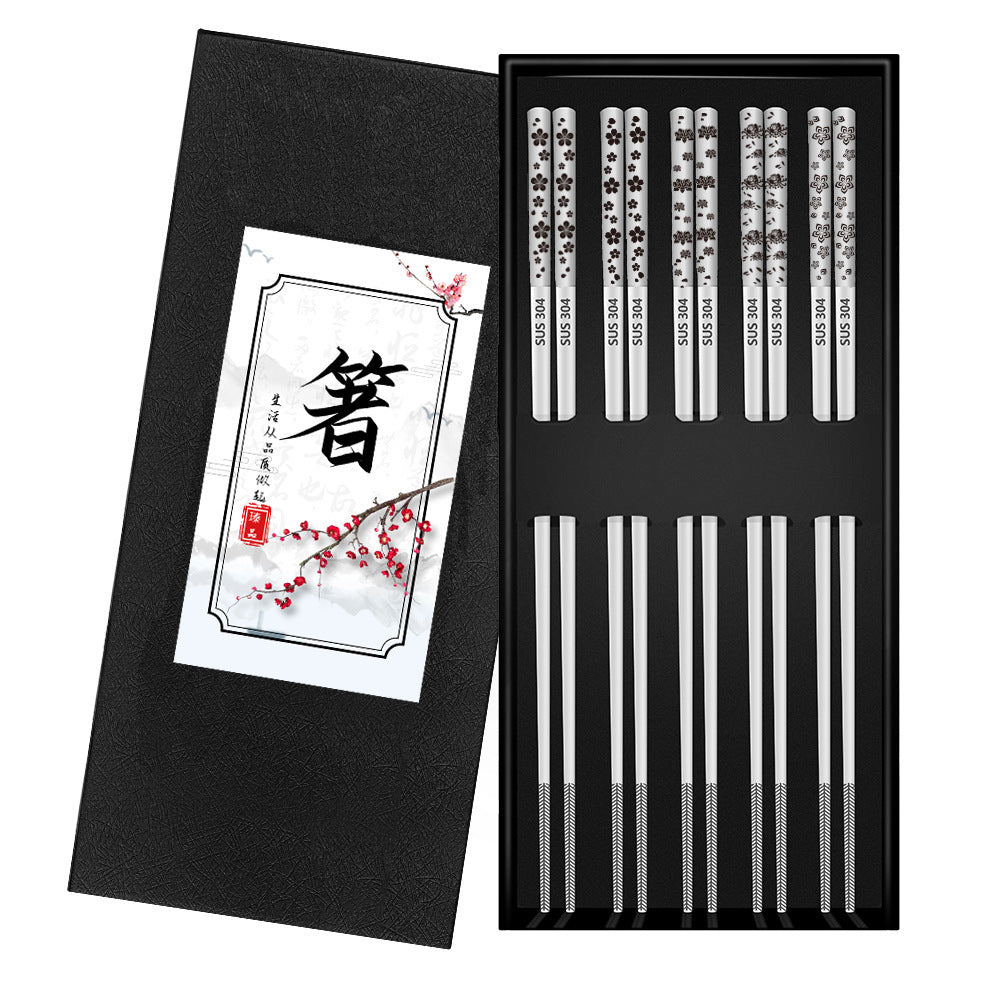 304 Stainless Steel Chopsticks Sets Square Non-slip Household Chopsticks - HD Wireless Product #10