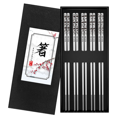 304 Stainless Steel Chopsticks Sets Square Non-slip Household Chopsticks - HD Wireless Product #10