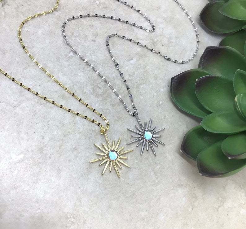 Boho Synthetic Opal Necklace Gold Sun God 5e8a808f 68db 468c a2bb 16c41a0137e5