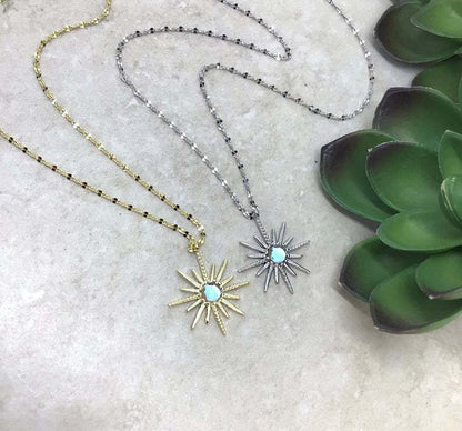 Boho Synthetic Opal Necklace Gold Sun God 5e8a808f 68db 468c a2bb 16c41a0137e5