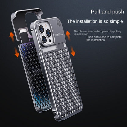 Aluminum Alloy Phone Case For 14 13 Pro Max Plus Hollow Heat Dissipation Anti-fall Full Body Shockproof Phone Cove 5e9454b0 1
