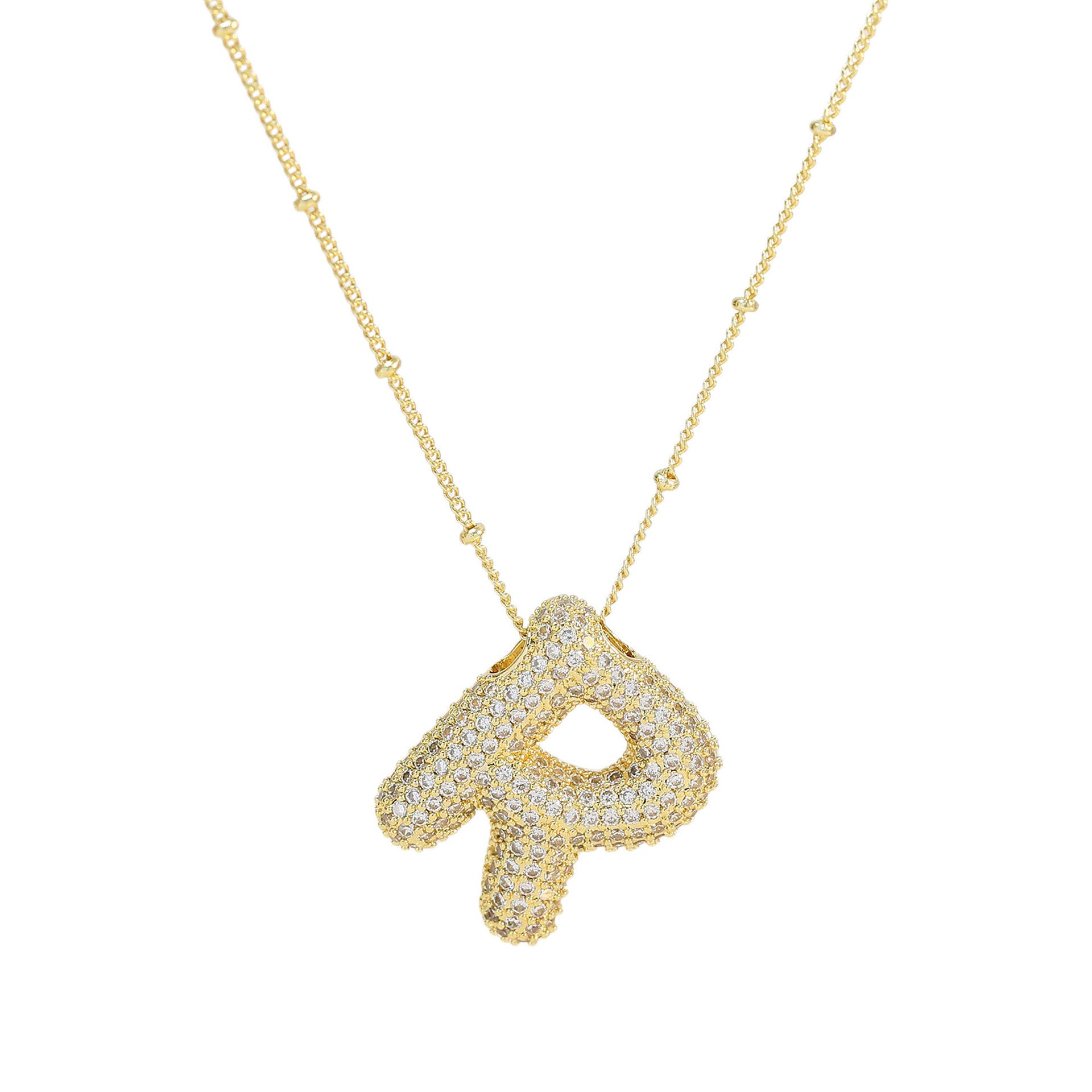 Brass Zircon Bubble Balloon Letter Pendant Necklace For Women 5e9ea0a0 fbdd 4647 b02e 3b1e9e173ae5