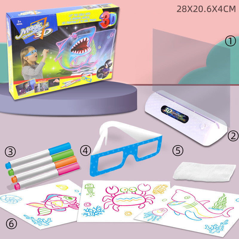 3D Fluorescent Drawing Board Magic Luminous Three-dimensional Writing Board - HD Wireless Product #5