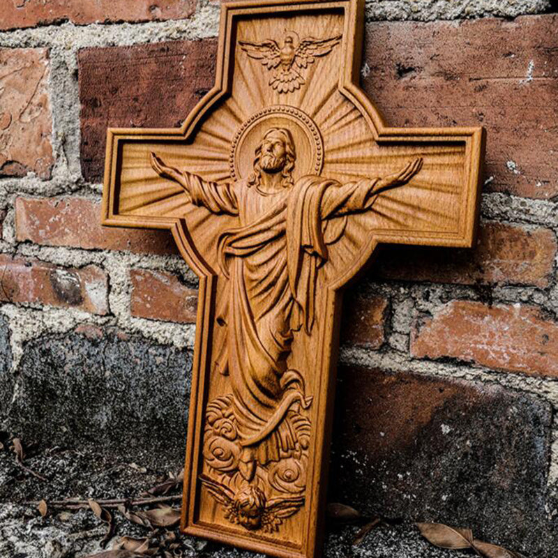 Handicrafts Ascending Wooden Cross Home Church Wood Carving 5edd99c5 5b34 4751 aeaf 486420c3cd0e