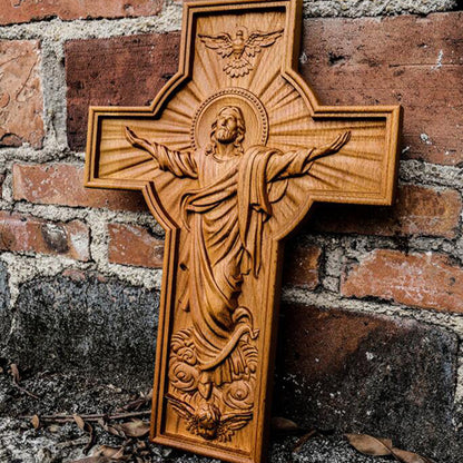 Handicrafts Ascending Wooden Cross Home Church Wood Carving 5edd99c5 5b34 4751 aeaf 486420c3cd0e