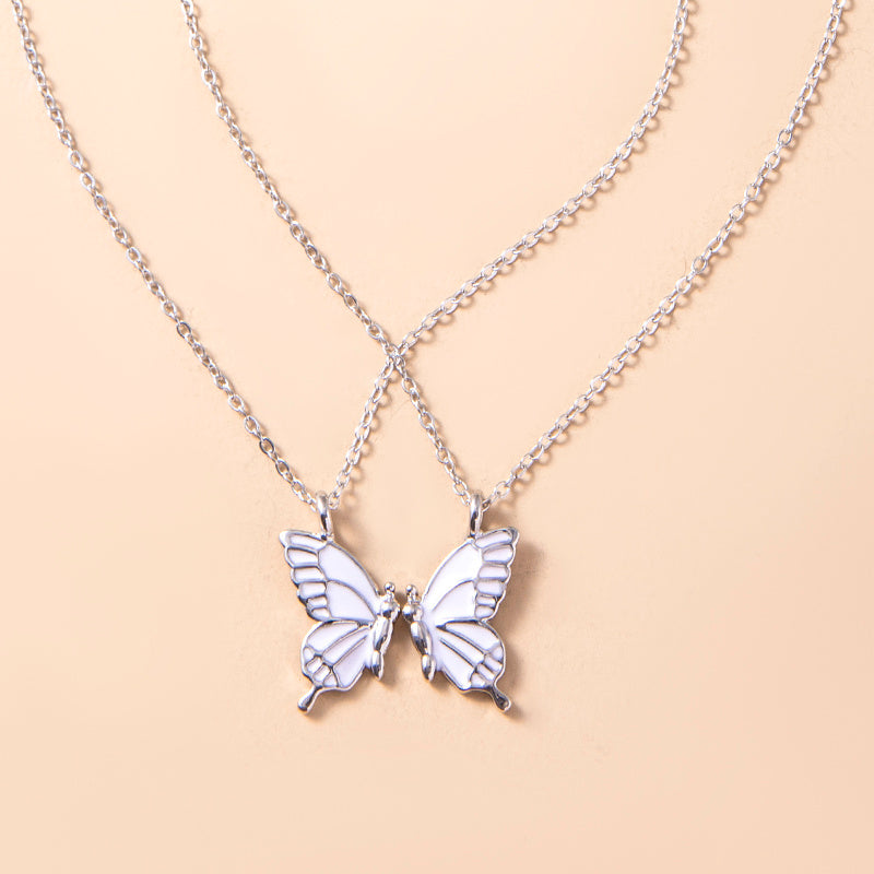 1 Pair Butterfly Pendant Necklace For Women Girls Sisters Friends With Inspirational Friendship Card - HD Wireless Product #3