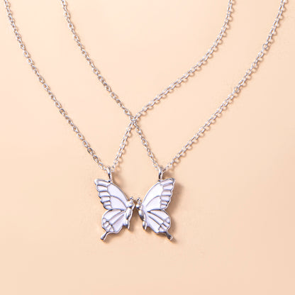 1 Pair Butterfly Pendant Necklace For Women Girls Sisters Friends With Inspirational Friendship Card - HD Wireless Product #3