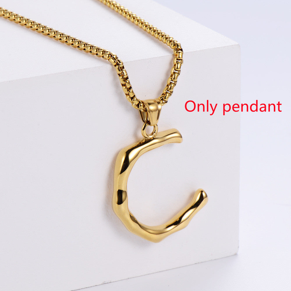 Three-dimensional 26 English Letter Pendant Necklace Fashion Jewelry Titanium Steel Couple Ornament 5f002928 636a 40b1 8451 9