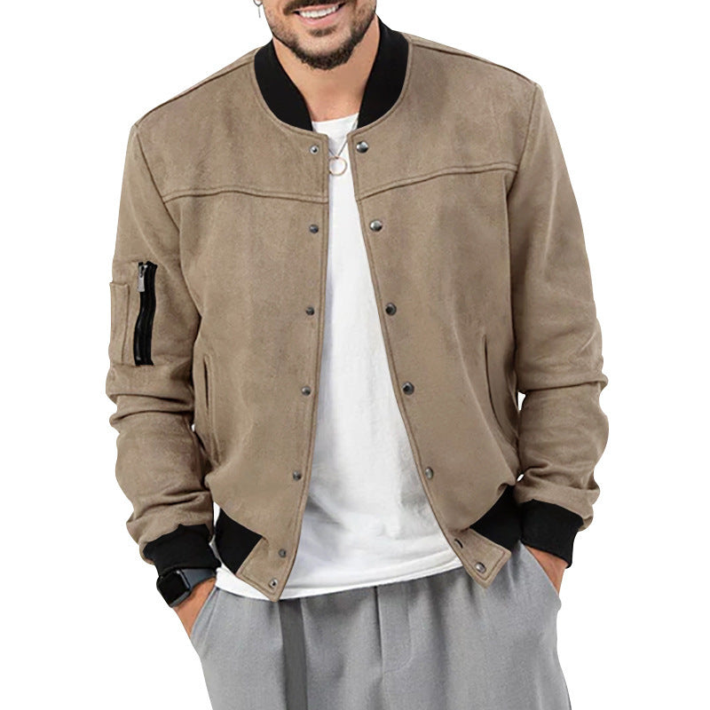 Suede Stand Collar Men's Button Cardigan 5f1e2553 e915 46a8 b7b8 83ab91b65f15