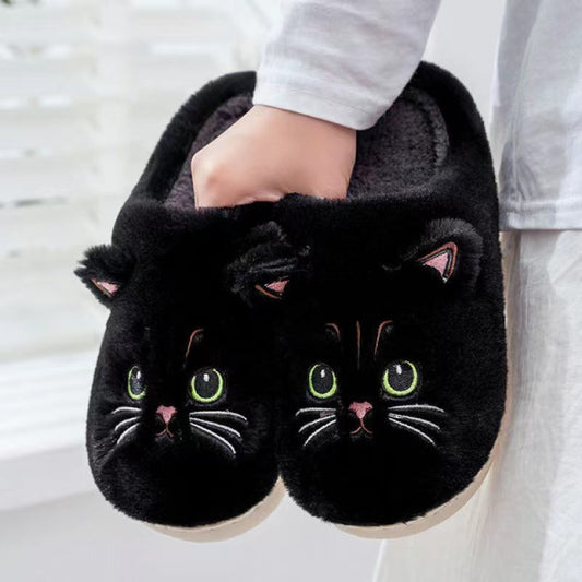 Cute Cat Plush Slippers Winter Warm Floor Bedroom Home Slippers For Couple Non-slip House Shoes Women Men 5f2908b7 b8a6 4875 