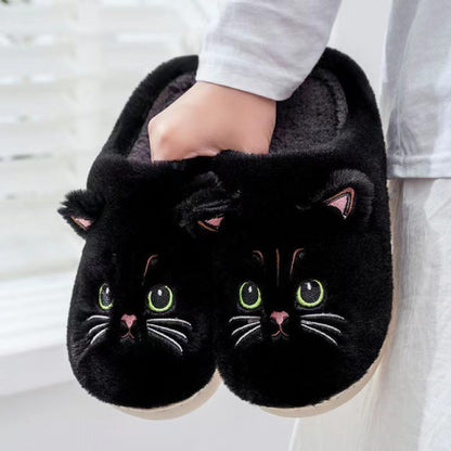 Cute Cat Plush Slippers Winter Warm Floor Bedroom Home Slippers For Couple Non-slip House Shoes Women Men 5f2908b7 b8a6 4875 