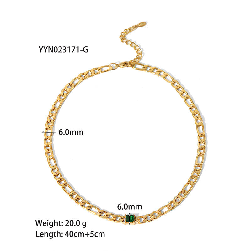 European And American 18K Gold-plated Inlaid Zircon Light Luxury Non-fading Stainless Steel Bracelet Necklace 5f4ebab7 00b7 4
