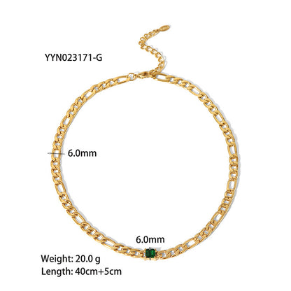 European And American 18K Gold-plated Inlaid Zircon Light Luxury Non-fading Stainless Steel Bracelet Necklace 5f4ebab7 00b7 4