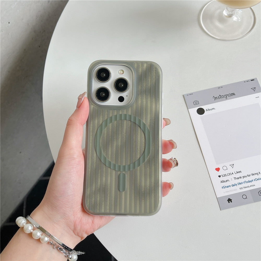 Skin-sensitive Color Corrugated Stripe Magnetic Phone Case - 图片 9