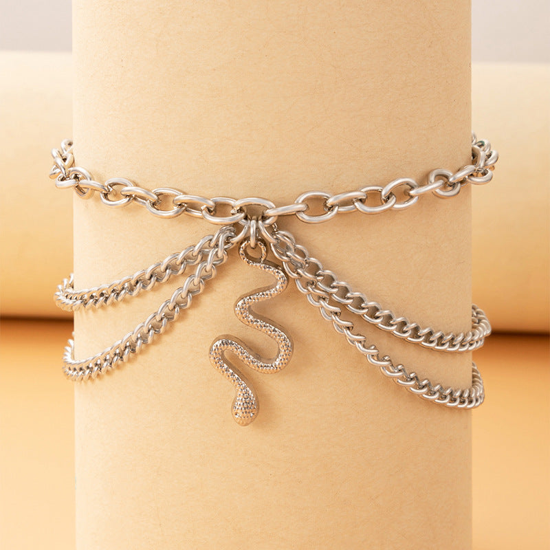 Gold Heart-shaped Chain Foot Ornaments Tassel Snake Pendant Three-layer Anklet For Women 5fd4d97b c8c8 4b3c a65e 7892283f4cd9