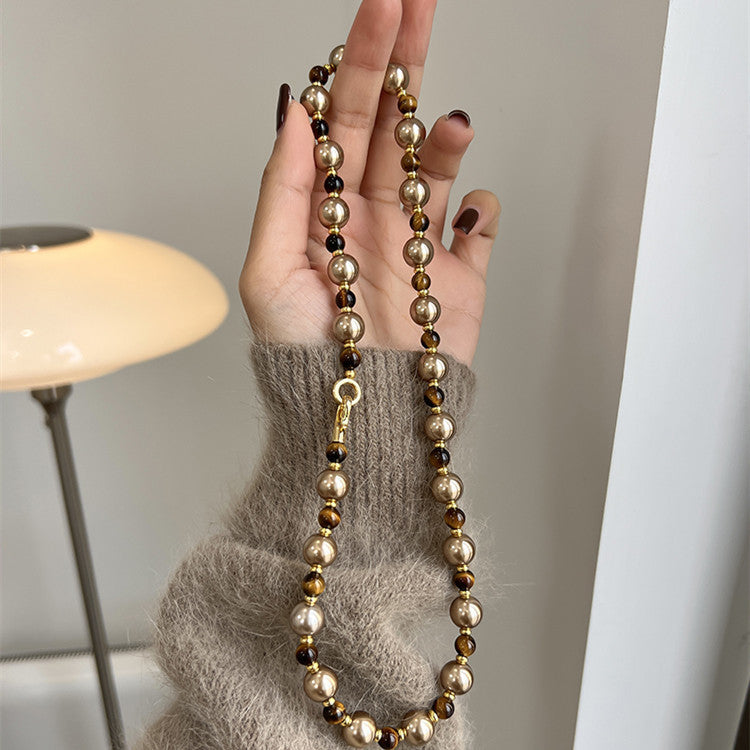 Brown Tiger Eye Pearl Necklace Autumn And Winter Light Luxury Niche Sweater Chain Women Fashion Jewelry 5fe8a68f 2da7 4cac a1
