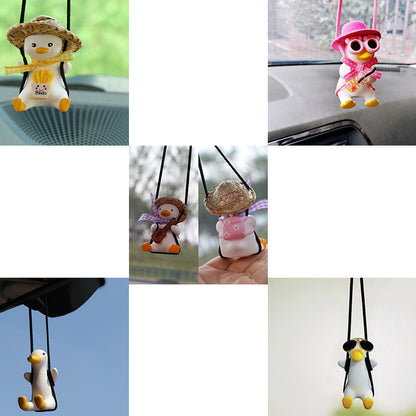 Car Pendant Cute Anime Little Duck Swing Auto Rearview Mirror Hanging Ornaments Interior Decoraction Accessories For Girls Gi