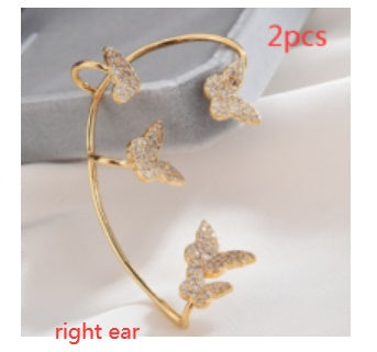 Fashion Gold Metal Butterfly Ear Clips Sparkling Zircon Without Piercing Ear Cuff Clip Earrings For Women Jewelry Gift 601203