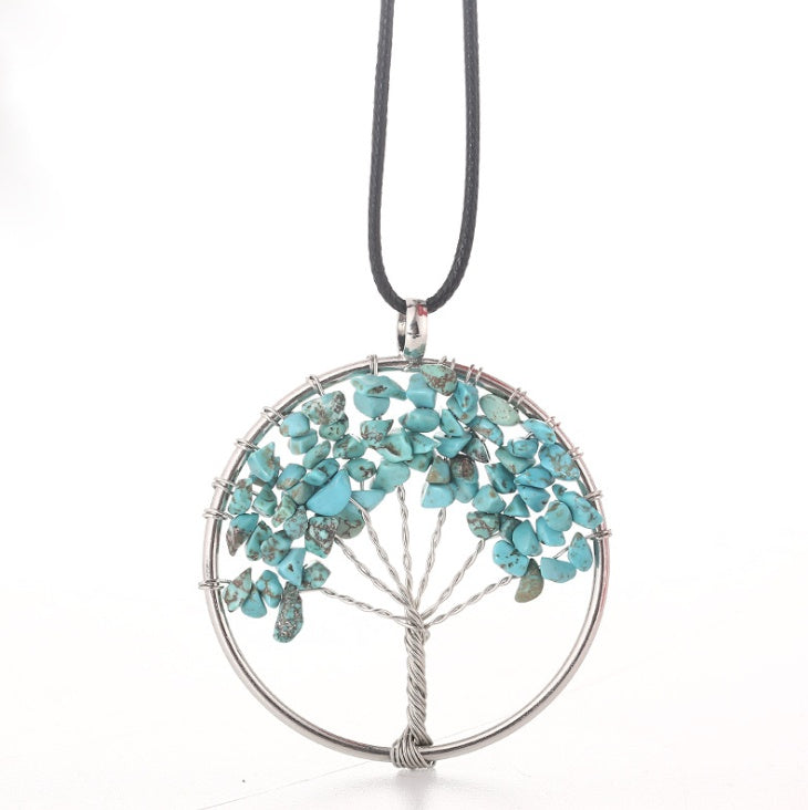 Natural gravel crystal life tree natural stone rich tree colorful necklace 604854292936