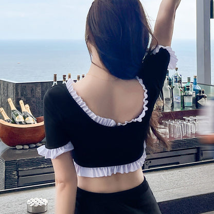 Swimsuit Female Skirt Style Split Conservative High Waist 605305a4 c8ce 4d75 953f b5fa365c26b6
