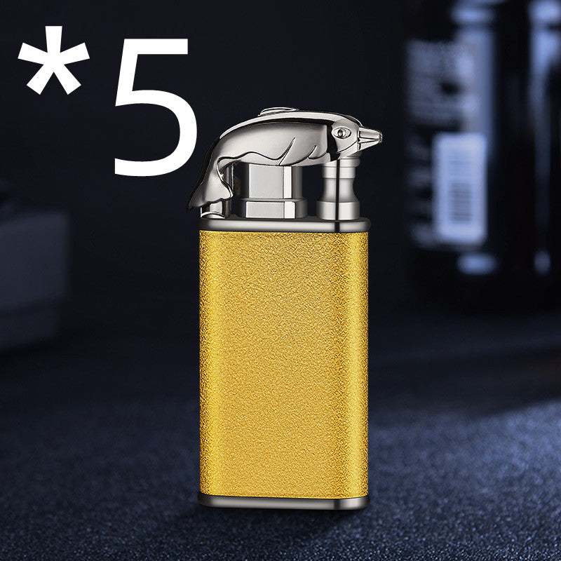 Creative Blue Flame Lighter Dolphin Dragon Tiger Double Fire Metal Winproof Lighter Inflatable Lighter 608a7d48 9df2 4a65 864