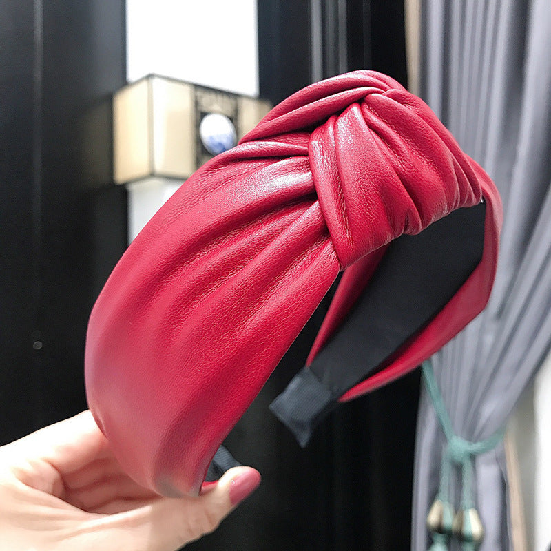 PU imitation leather knotted headband 6095659589671