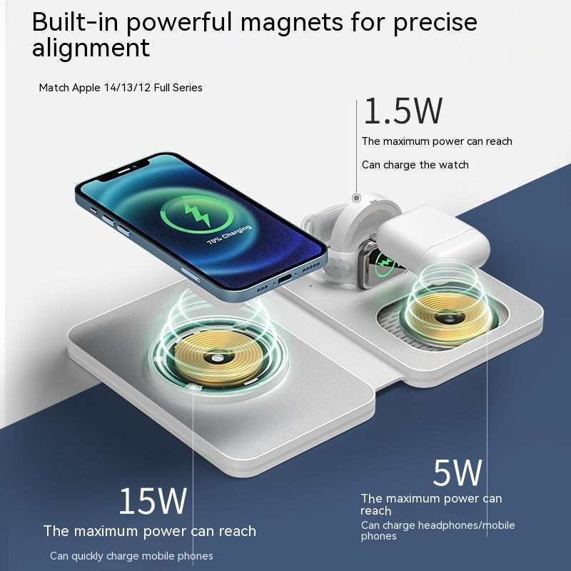 Aluminum Alloy Folding Wireless Charger Three-in-one - 图片 2