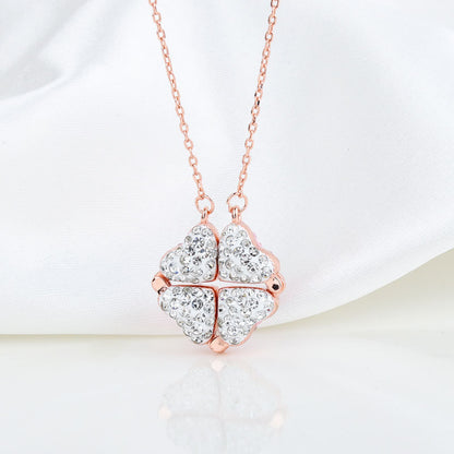 Sterling Silver Double-sided Four-leaf Clover Can Be Opened And Closed, A Double-wearing Clavicle Chain 609d656b 6e77 4106 b3