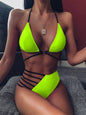 Two-piece Halter Neck Bikini Leopard Print Cutout Strap Swimsuit Set Summer Beach Womens Clothing 60c0c3fd 24e2 44ab b517 d36