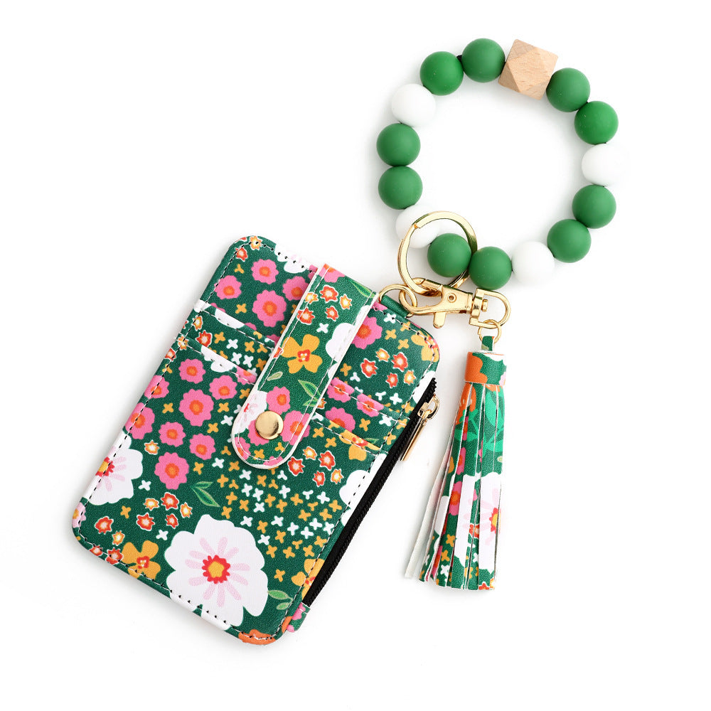 Women's Floral Print Leather Card Bag - 图片 13