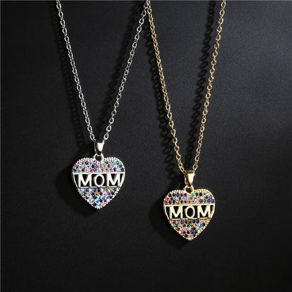 Mothers Day Gift Peach Heart MOM Pendant Necklace Copper 60ce389c 3538 4954 b244 3a9eb5547b04