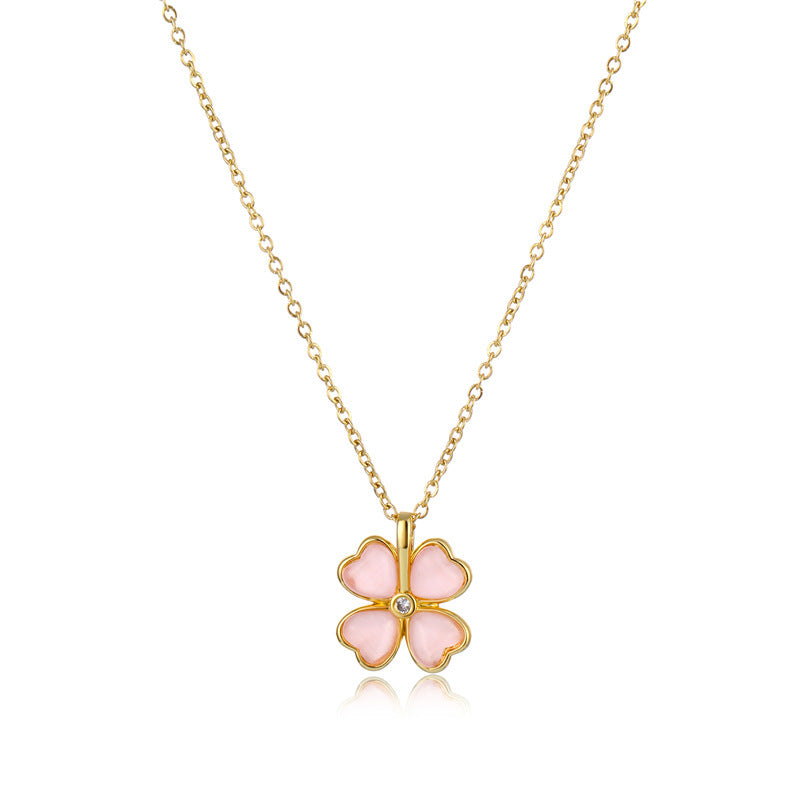 Temperament Diamond-encrusted Opal Four-leaf Clover Collarbone Chain 612416a3 269f 4b6d a787 28db8b1b89f7