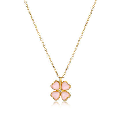 Temperament Diamond-encrusted Opal Four-leaf Clover Collarbone Chain 612416a3 269f 4b6d a787 28db8b1b89f7